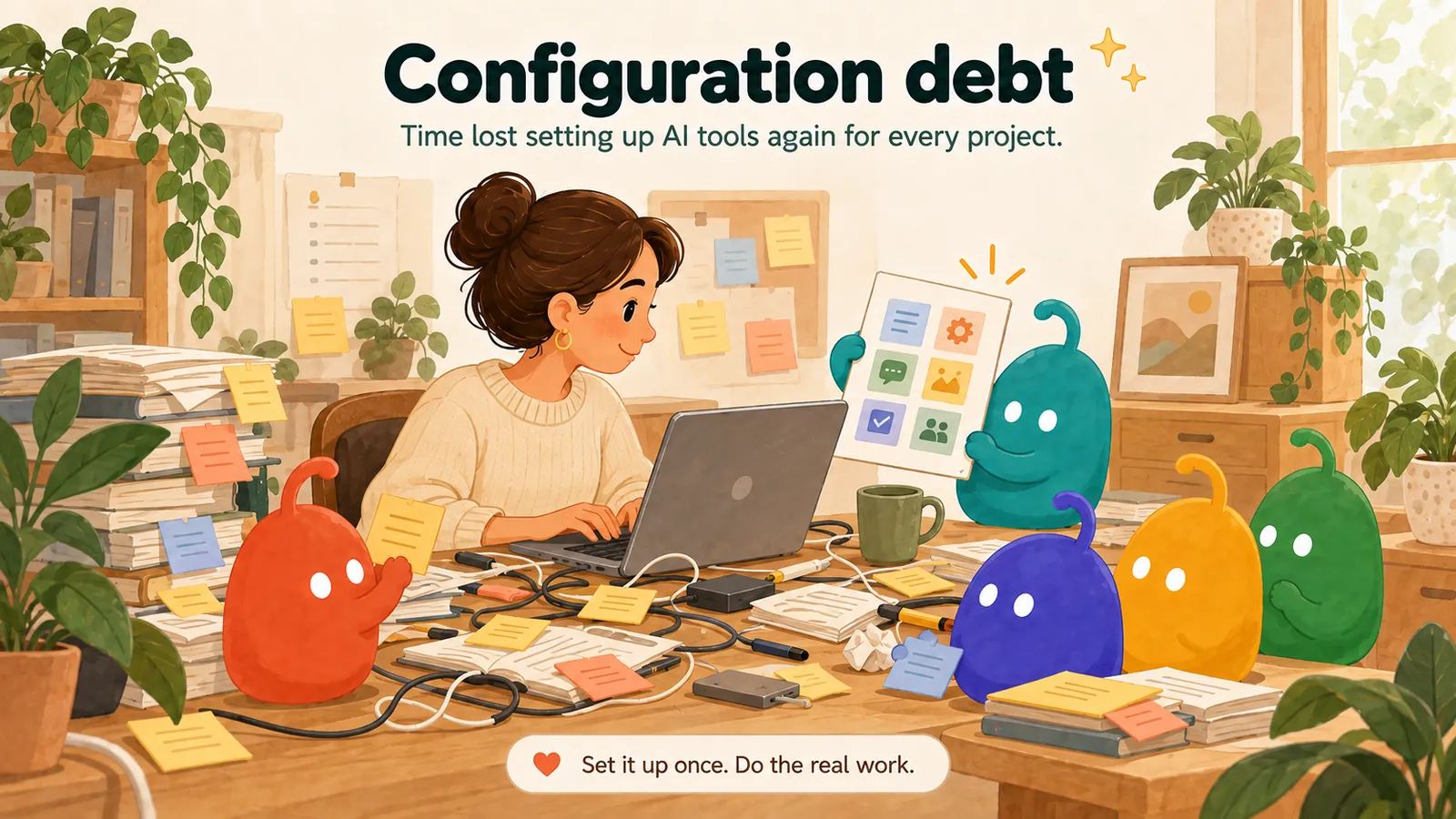 Time is lost setting up AI tools again for every project.