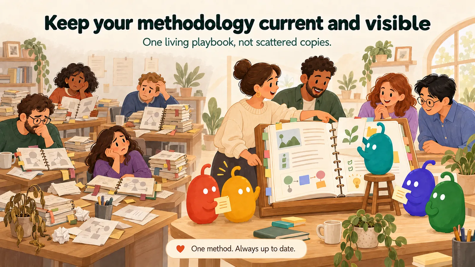 One living playbook replaces scattered, outdated copies.